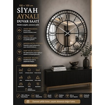 Siyah 100 X 100 Cm Aynalı Duvar Saati