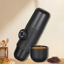 Xuweiwei Siyah Taşınabilir Espresso Makinesi Manuel İşletim Kamp Yürüyüş Ofis İçin Mini Seyahat Kahve Potu