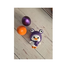 Amigurumi Örgü Oyuncak Mor Şapkalı Ördek Anahtarlik