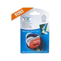Puun Dymo Letratag 59424 Plastik Kırmızı Etikete Siyah 91203 12MM