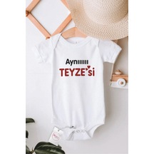 Hediyenza Aynı Teyzesi Özel Tasarım Bebek Zıbın Pamuklu Çıtçıtlı Body Beyaz