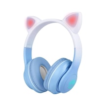 Stn-28 Pro Kedi Kulaklı Tasarımlı Rgb Işıklı Bluetooth Kulaklık Mavi