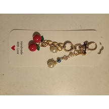 Pelinda Yavrulu Anahtarlık Charm 070 Altın - Kırmızı
