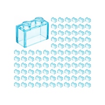 Yedek Parçalar: Brick: Duvar Parçası: 100 Adet 1x2 Şeffaf Mavi 3065 - Parts: Brick: 100 Piece 1x2 Trans Light Blue 3065