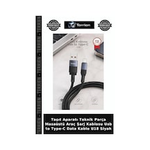 Taşıt Aparatı Teknik Parça Masaüstü Araç Şarj Kablosu Usb To Type-c Data Kablo U18 Siyah