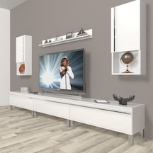 Decoraktiv Eko 270ta Mdf Krom Ayaklı Tv Ünitesi Tv Sehpası Parlak Beyaz