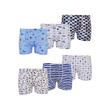 Tutku 6Lı Erkek Çocuk Renkli Boxer Desenli Baskılı Pamuklu Rahat