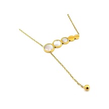 Sirali Beş Daire Sedef Taşli Sari Renk Çelik Kadin Kolye Q0511 552942885