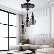 Dd Üçlü Pera Sarkıt Avize Füme Camlı Siyah3