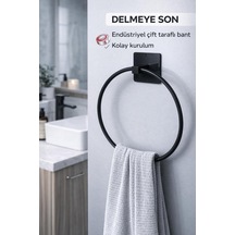 Yapışkanlı Yuvarlak Havluluk Banyo Mutfak Havlu Askılık Siyah Diğer