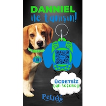 Petjoo 21.Danniel Mavi-Yeşil Qr'lı Köpek Künyesi