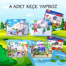 4 Set 96 Parça Tox Kış Ve Oyun Parkı 5+ Keçe Yapboz 5 Yaş Puz