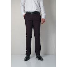 Bomonti Slım Petek Desenlı Bordo Kumaş Pantolon Bordo