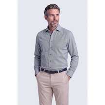Bisse Gri Balıksırtı Desenli Uzun Kollu Erkek Gömlek Gmfln262048 55