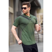 Madmext Haki Desenli Polo Yaka Erkek Tişört 6081-haki Haki