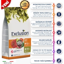Exclusion Düşük Tahıllı Monoprotein Sığır Etli ve Narlı Büyük Irk Yavru Köpek Maması 12 KG