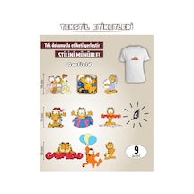 Ütü İle Yapışan Kıyafet Etiketi Garfield 9lu Set Karışık
