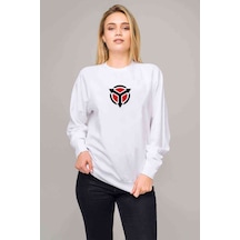 Hglogo Baskılı Beyaz Kadın Sweatshirt