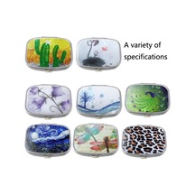 Sones 2 Adet Y10336 İki Bölmeli Metal Taşınabilir Hap Kutusu Beyaz Leopar