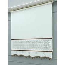 Lazer Stor Perde Kahve Çıta Ve Boncuk Detaylı - Kalın Mat Stor Ekru