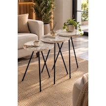 Sulorahome Zigon Sehpa Takımı - Beyaz Beyaz - Beyaz Mermer