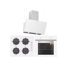 Silverline BO6501W01 - CS5335W01 - 3457 Soho 60 Beyaz Cam Ankastre Set
