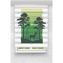 Perdeoutlet38 Enxboy Yeşil Geyik Dijital Baskılı Zebra Perde-cocuk Odası-stor Perde Renkli
