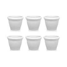 Omnipazar So-hs02 Plastik Hasır Desenli Saksı 6 Lt Kirli Beyaz 6 Adet