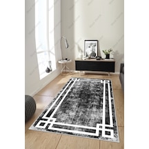 West Home Dijital Baskı Yıkanabilir Kaymaz Taban Salon Halısı Mutfak Halısı Yolluk Wh 422 Black