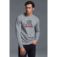 I Am Just Hero Baskılı Gri Erkek Örme Sweatshirt