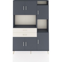 Arges Dolap 9 Raflı 2 Çekmeceli 6 Kapaklı 132x30x195 Antrasit-antrasit/aytaşı Antrasıt/aytası