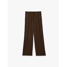 Koton Rahat Kalıp Geniş Paça Beli Bağcıklı Pantolon Kahverengi 7wal40057ık Kahve