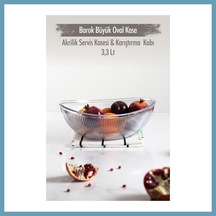 Bezos Akrilik Barok Şeffaf Büyük Oval Meyve & Salata Kasesi & Karıştırma Kabı / 3,3 Lt Cam Değildir Mbt06