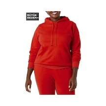Süperlife Kadın Büyük Beden Kapşonlu İnce Sweatshirt Spr24bswk57 Kırmızı
