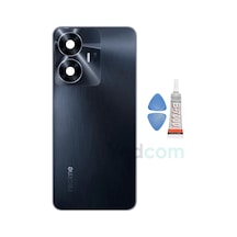 Oppo Realme C55 Siyah Kamera Camlı Arka Cam Batarya Pil Kapağı Telefon Arka Kapak