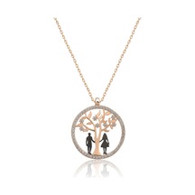 Hayat Ağacı Sevgili Aşk Kolye Rose Gold Kaplama 925 Ayar Gümüş Uvps100506