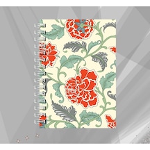 Kırmızı Çiçekli Spiralli Defter Çizgisiz 60 Yaprak Sketchbook Çok Renkli