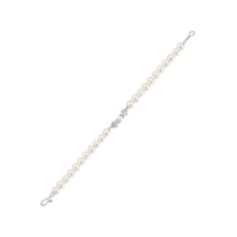 6,5 Mm Zirkon Taşlı Doğal İnci Bileklik 18 Cm / Beyaz Beyaz Beyaz Altın