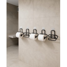 5 Adet Duvara Yapışkanlı Sıradışı Siyah Metal Wc Kağıtlık Askısı