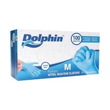 Dolphin Nitril Muayene Eldiveni Pudrasız 100 Adet Mavi M Dokulu Parmak Ucu 5'li Avantaj Paketi Tarı