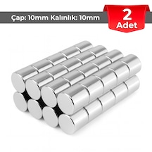 Neohobi 2 Adet Neodyum Mıknatıs Çap: 10mm Kalınlık: 10mm D10x10 Ndfeb Güçlü Mıknatıs Yuvarlak N019