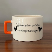 Yolumu Yoluna Çevirdim Baskılı Turuncu Kulplu C Fincan