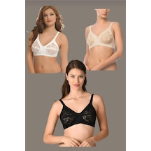 Nbb 352 Kadın Dantelli Toparlayıcı Minimizer Sütyen 3 Adet Çok Renkli