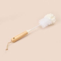 Kpm Bambu Saplı Matara Fırçası - Beyaz - 31,5 Cm