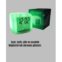 Gece - 550 - Lambası Fonksiyonlu Renk Değiştiren Led Küp - Novapazr - Dijital Saat Plastik