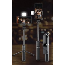 Led Işıklı Selfie Çubuğu Bluetooth Kumandalı Kablosuz Tripot Selfie Monopod Selfie Stick Siyah Lisinya