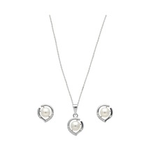 Oya Silver Zirkon Taşlı Damla Çerçeveli İnci Gümüş Set & Takım Inc04858f
