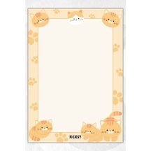 A5 Kedi Bloknot Çizgisiz Defter - 50 Yaprak - Memopad - Notepad - Not Defteri - Not Kağıdı Sarı Sarı