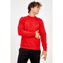 Maraton Sportswear Regular Erkek Bisiklet Yaka Uzun Kol Basic Kırmızı Sweatshirt 19182-kırmızı