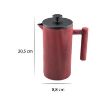 Bambum Linden - Döküm Demlik French Press 800 Ml Kırmızı Kırmızı